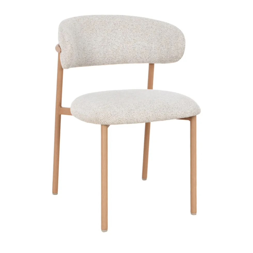 ARIA Lot de 2 chaises en tissu pieds effet bois clair