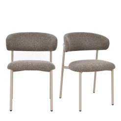 ARIA Lot de 2 chaises en tissu pieds beiges