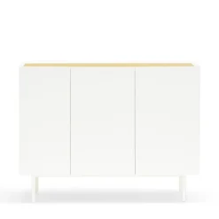 ARISTA Buffet en bois 3 portes 3 tiroirs L110cm
