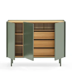 ARISTA Buffet en bois 3 portes 3 tiroirs L110cm