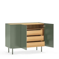 ARISTA Buffet en bois 3 portes 3 tiroirs L110cm