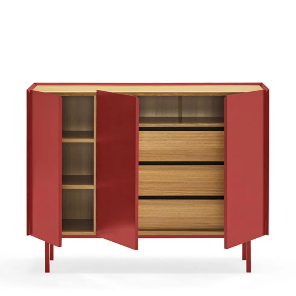 ARISTA Buffet en bois 3 portes 3 tiroirs L110cm