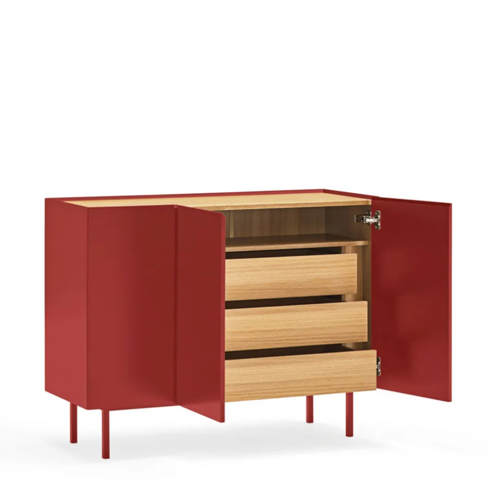 ARISTA Buffet en bois 3 portes 3 tiroirs L110cm