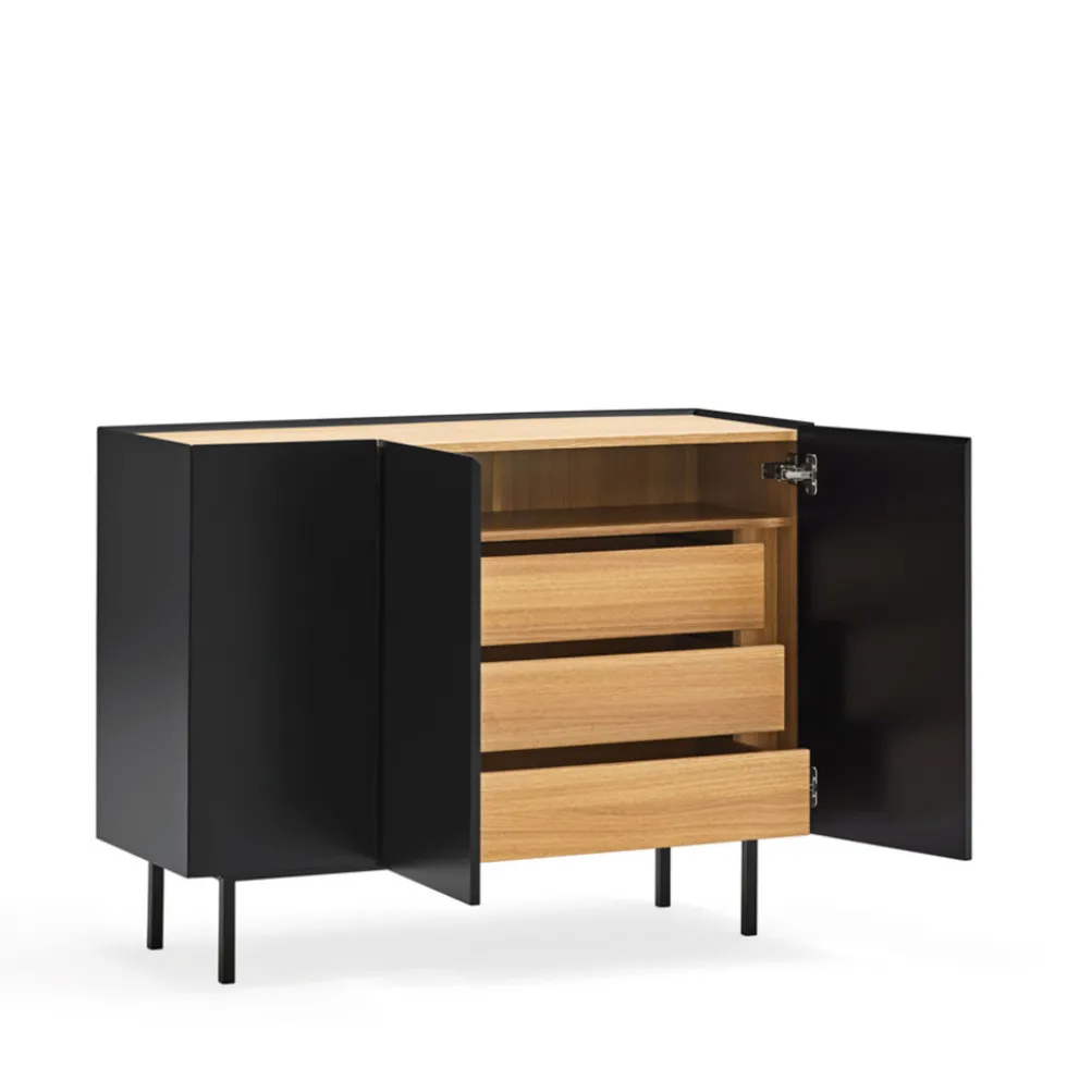 ARISTA Buffet en bois 3 portes 3 tiroirs L110cm