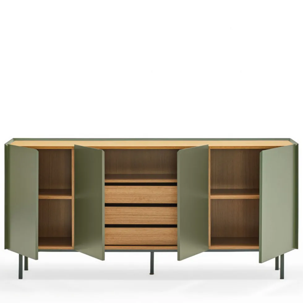 ARISTA Buffet en bois 4 portes 3 tiroirs L165cm