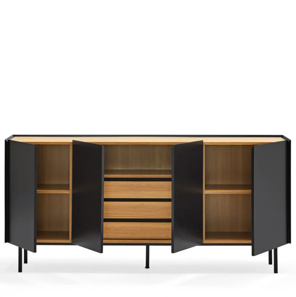 ARISTA Buffet en bois 4 portes 3 tiroirs L165cm