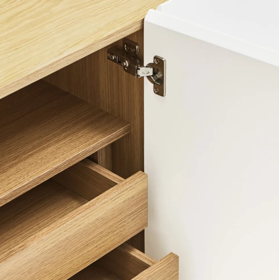 ARISTA Buffet en bois 4 portes 3 tiroirs L165cm
