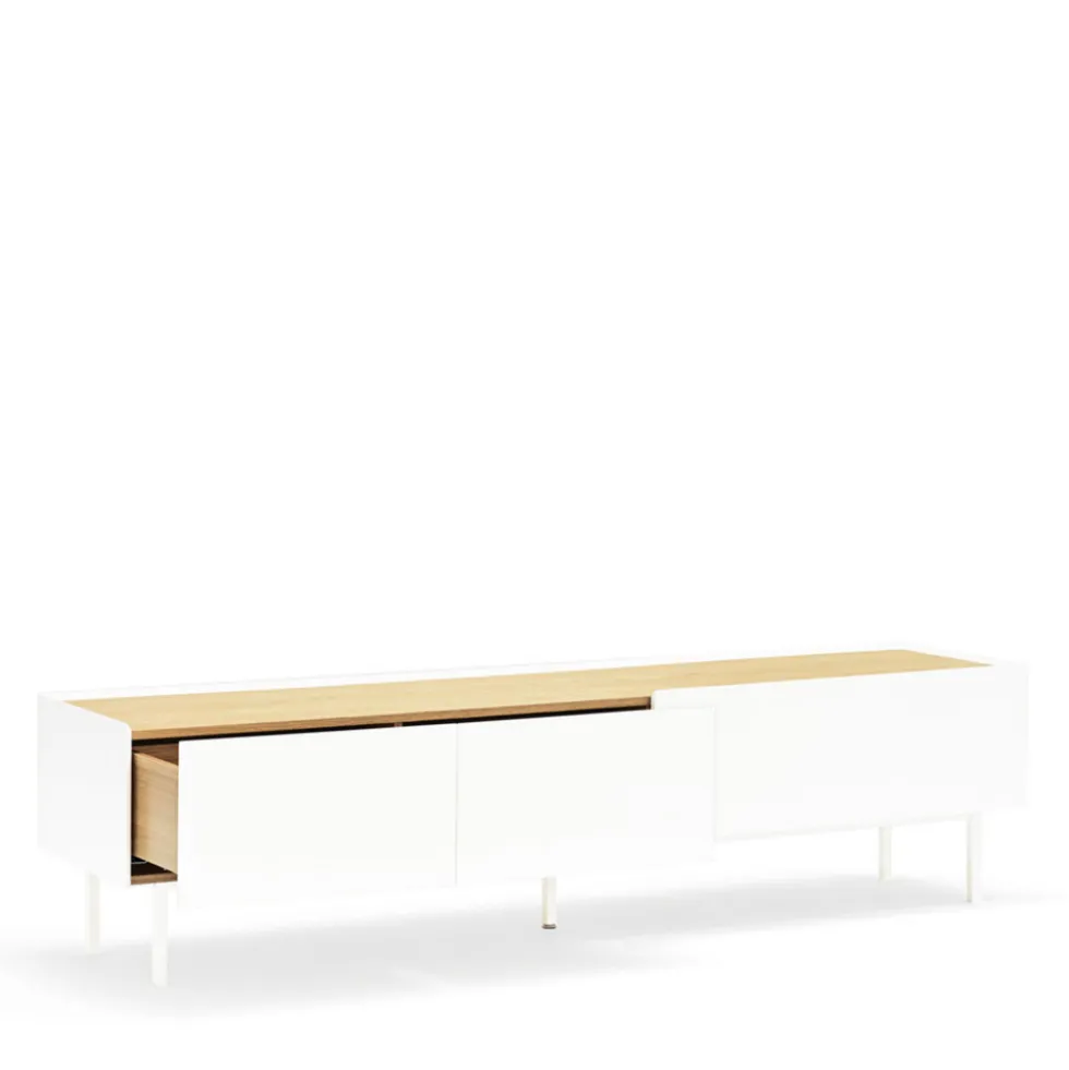 ARISTA Meuble TV en bois 1 porte 2 tiroirs L180cm