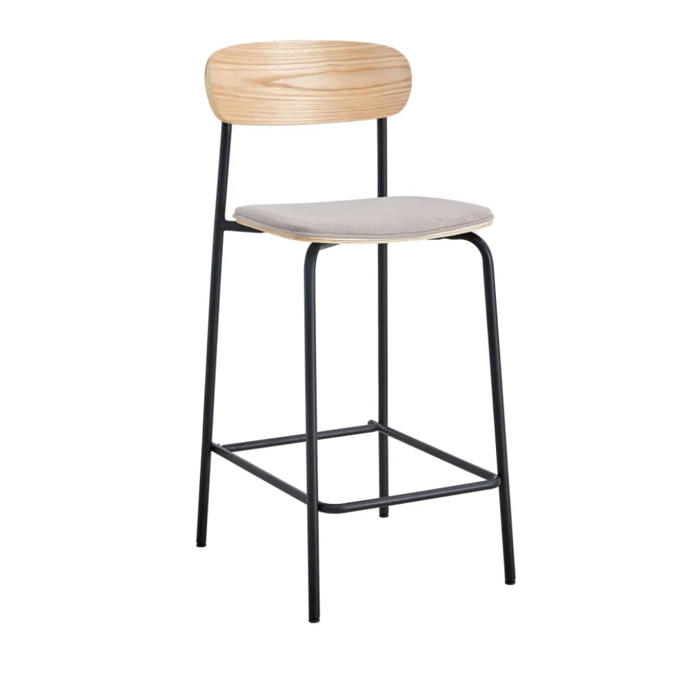ARNO Lot de 2 chaises de bar en tissu et métal H66cm