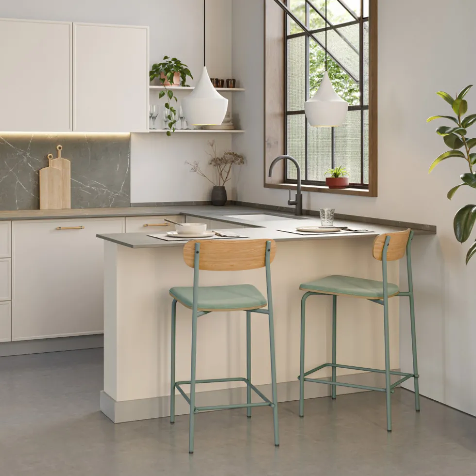 ARNO Lot de 2 chaises de bar en tissu et métal 66 cm