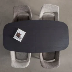 ARROS Table à manger extensible ovale 8 à 10 personnes en bois et métal