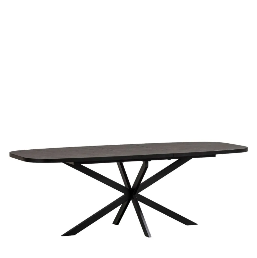 ARROS Table à manger extensible ovale 8 à 10 personnes en bois et métal