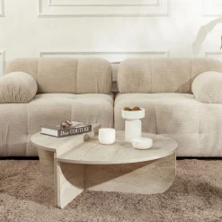 ASYA Lot de 2 tables basses effet travertin