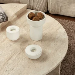 ASYA Lot de 2 tables basses effet travertin