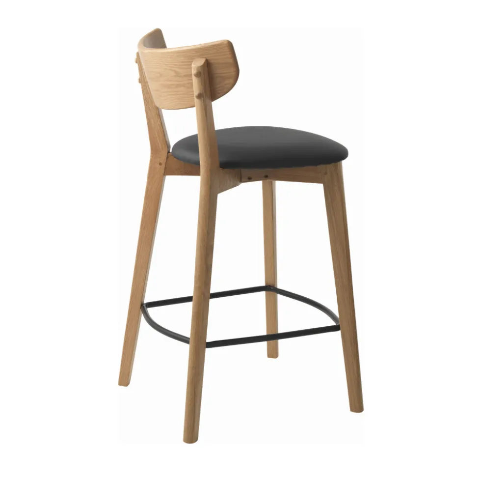 AUDE Lot de 2 chaises de bar en bois et simili H67cm