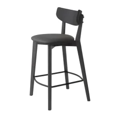 AUDE Lot de 2 chaises de bar en bois et simili H67cm