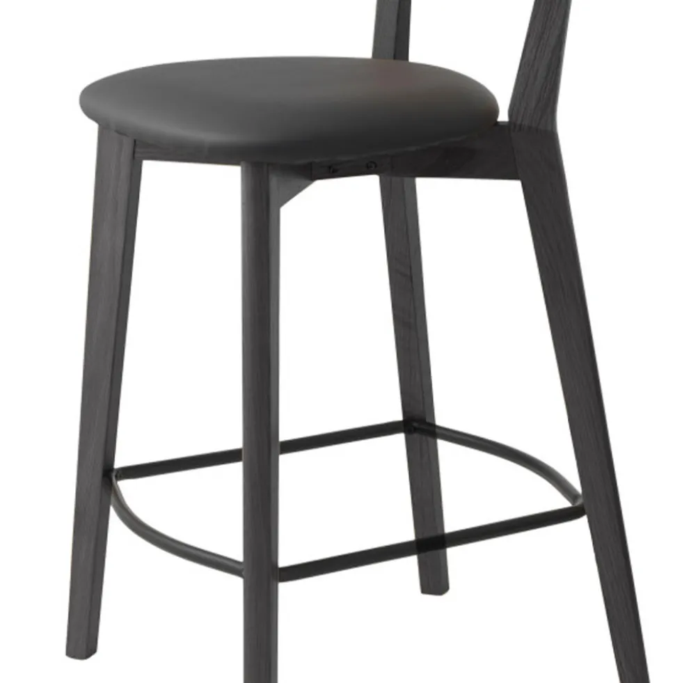 AUDE Lot de 2 chaises de bar en bois et simili H67cm