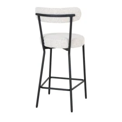 BADALONA Tabouret de bar en tissu bouclette et métal H65cm