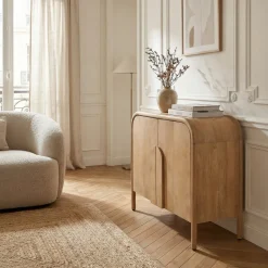 BALI Buffet 2 portes en bois massif L90cm