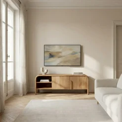 BALI Meuble TV 2 portes en bois massif L150cm