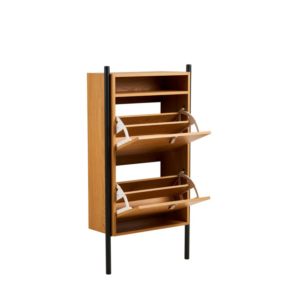 BARCO Meuble à chaussures 2 portes en bois et métal L62cm