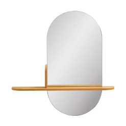 BARCO Miroir ovale avec étagère en bois 94,5x92cm