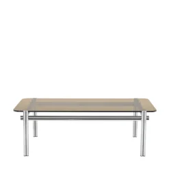 BARLOW Table basse en verre pieds chrome