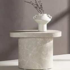 BASTAD Table d'appoint organique en effet marbre 50x30cm
