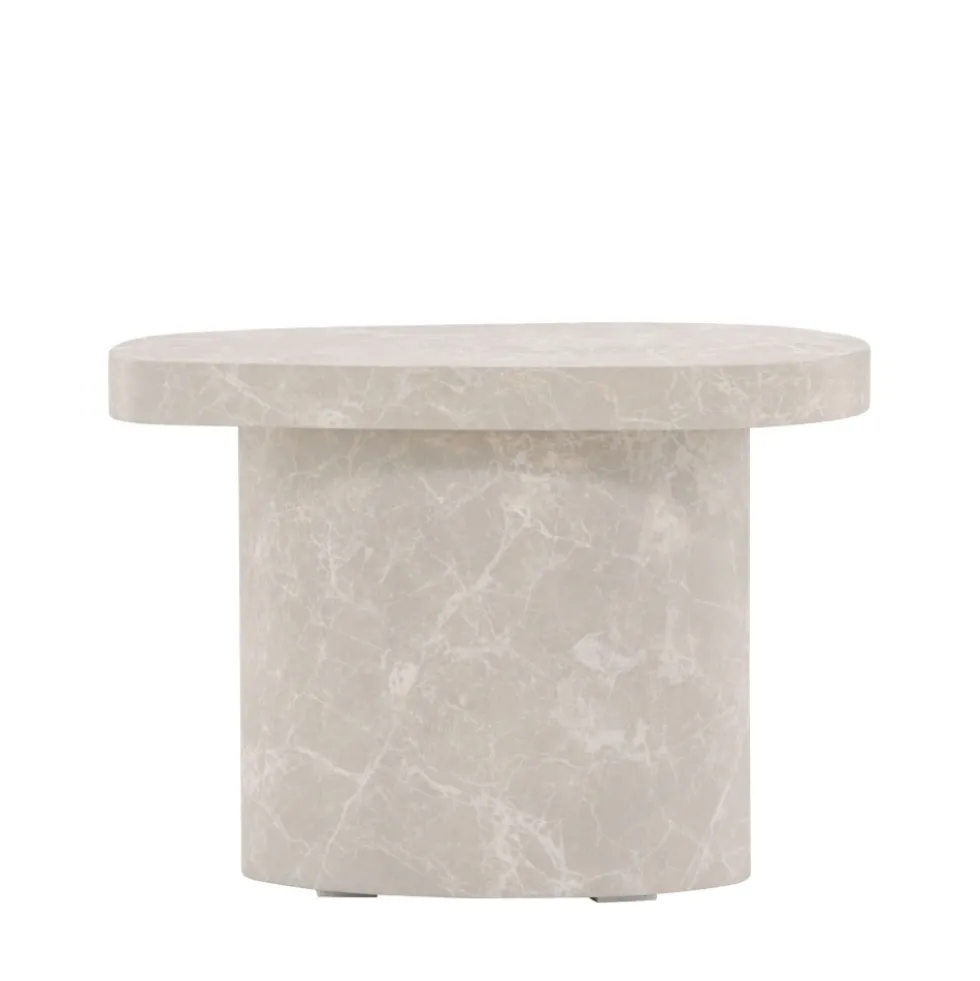 BASTAD Table d'appoint organique en effet marbre 50x30cm