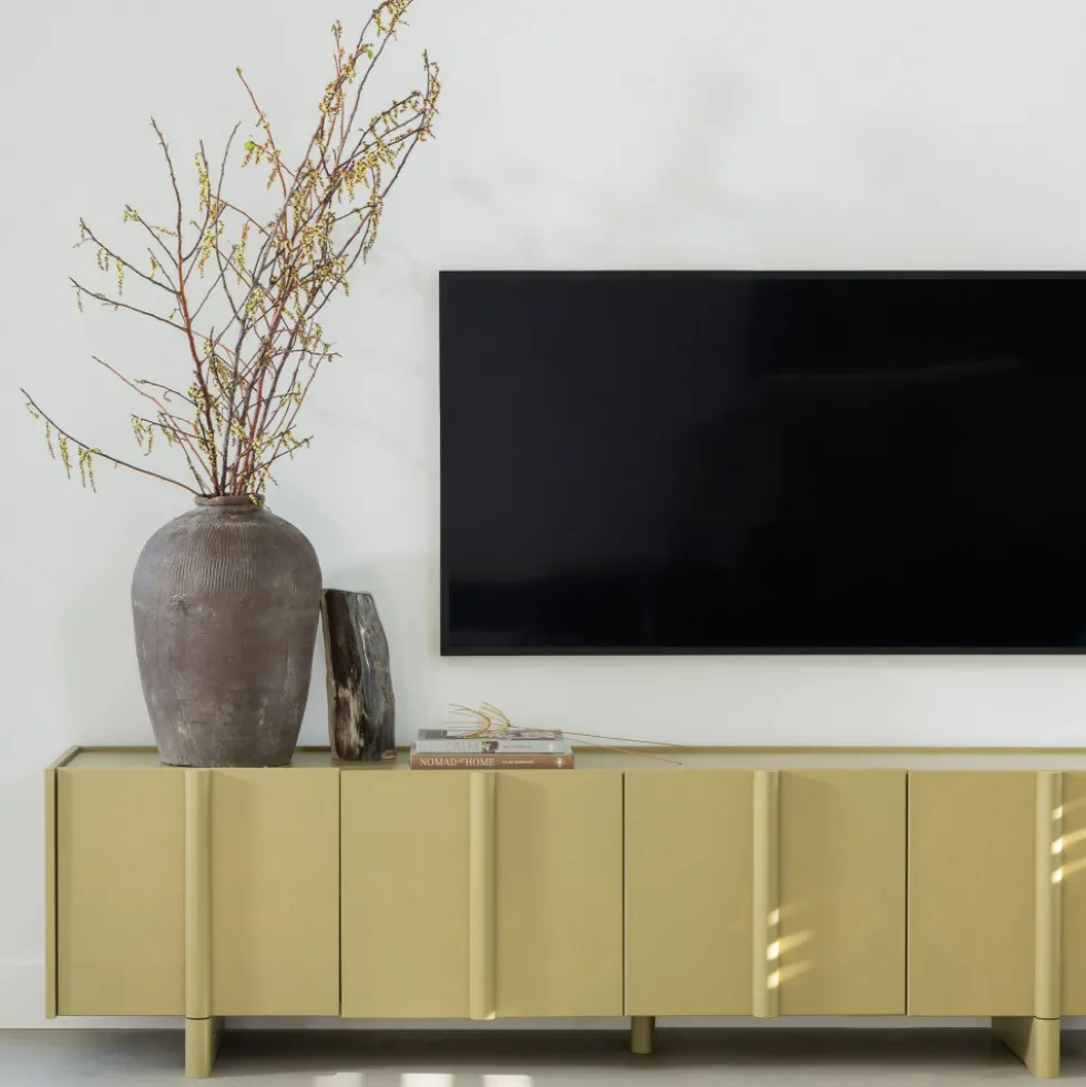 BASU Meuble TV 4 portes en bois L200cm
