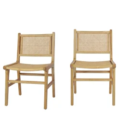 BASUKI Lot de 2 chaises en teck et cannage
