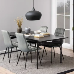 BATARA Table à manger 8 personnes en bois et métal