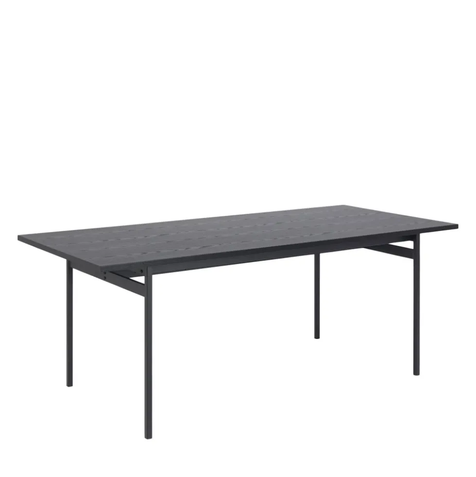 BATARA Table à manger 8 personnes en bois et métal