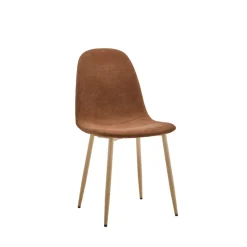 BELLA Lot de 2 chaises en tissu piètement effet bois