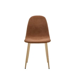 BELLA Lot de 2 chaises en tissu piètement effet bois