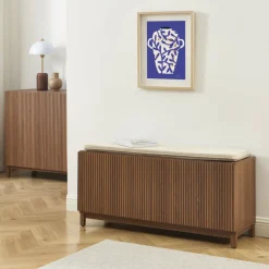BELLY Banc d'entrée avec rangement à chaussures en bois L112cm