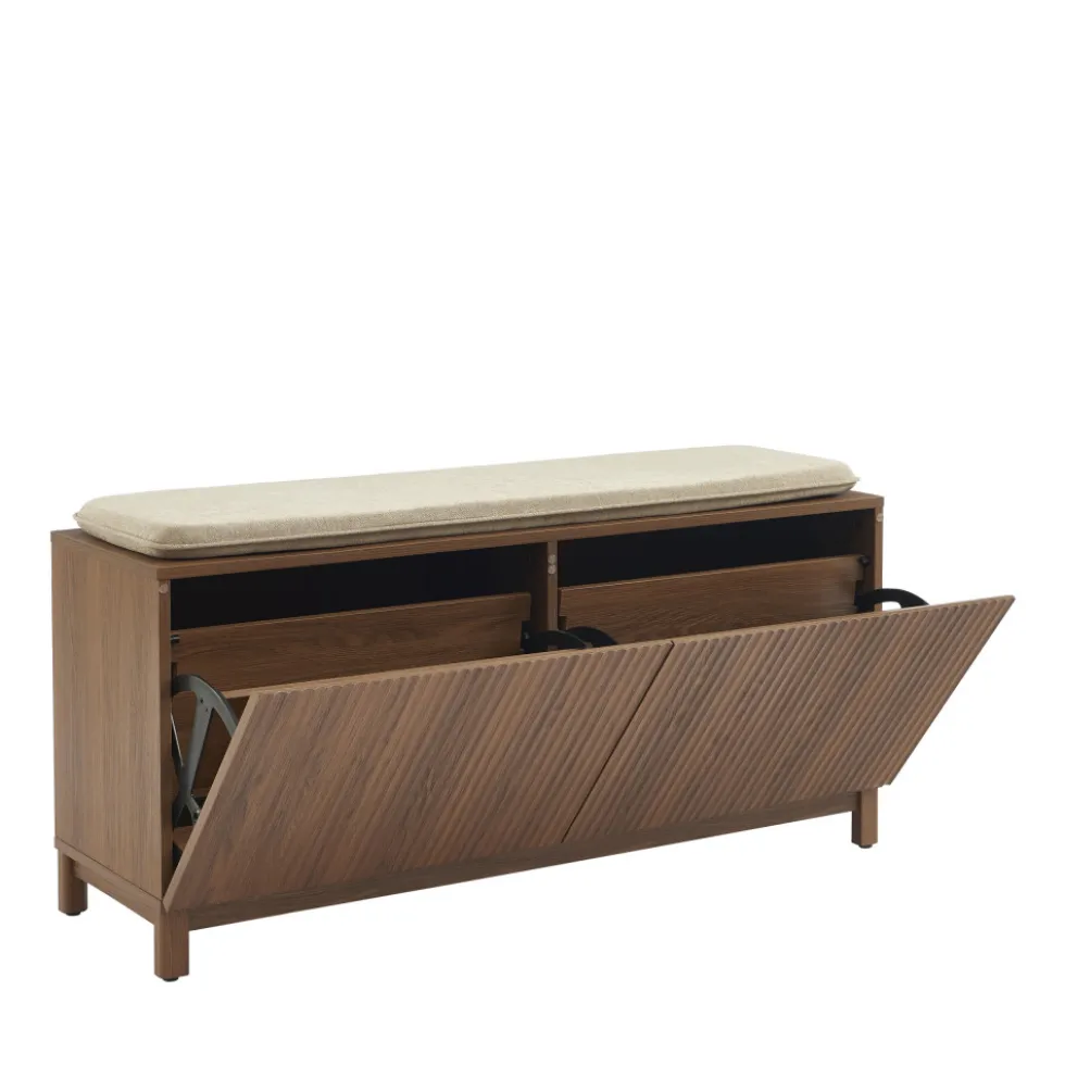 BELLY Banc d'entrée avec rangement à chaussures en bois L112cm