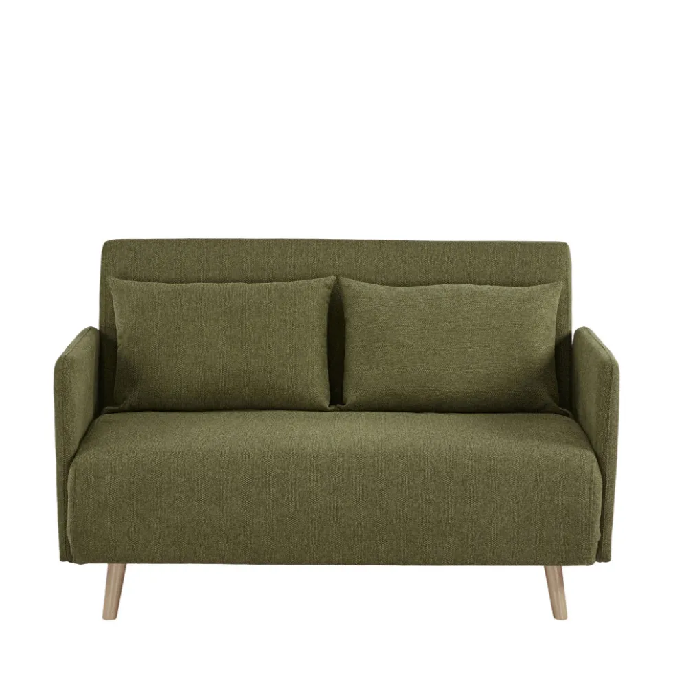 BELUSHI Canapé convertible 2 places en tissu pieds bois clair