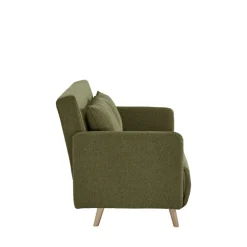 BELUSHI Canapé convertible 2 places en tissu pieds bois clair