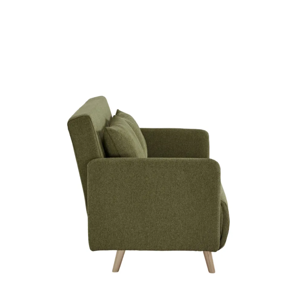 BELUSHI Canapé convertible 2 places en tissu pieds bois clair