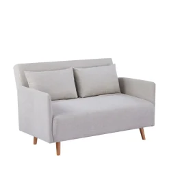 BELUSHI Canapé convertible 2 places en tissu pieds bois clair