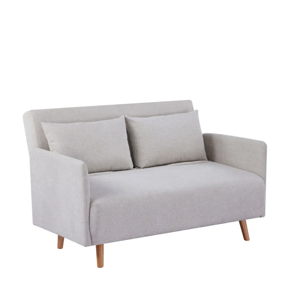 BELUSHI Canapé convertible 2 places en tissu pieds bois clair