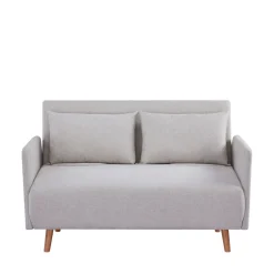 BELUSHI Canapé convertible 2 places en tissu pieds bois clair