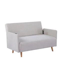 BELUSHI Canapé convertible 2 places en tissu pieds bois clair