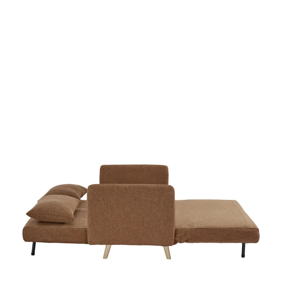 BELUSHI Canapé convertible 2 places en tissu pieds bois clair