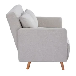BELUSHI Canapé convertible 2 places en tissu pieds bois clair