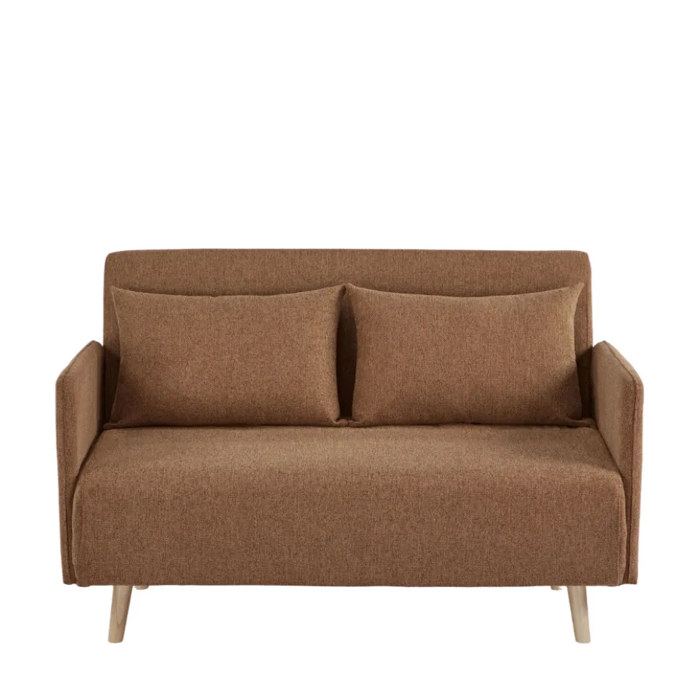 BELUSHI Canapé convertible 2 places en tissu pieds bois clair