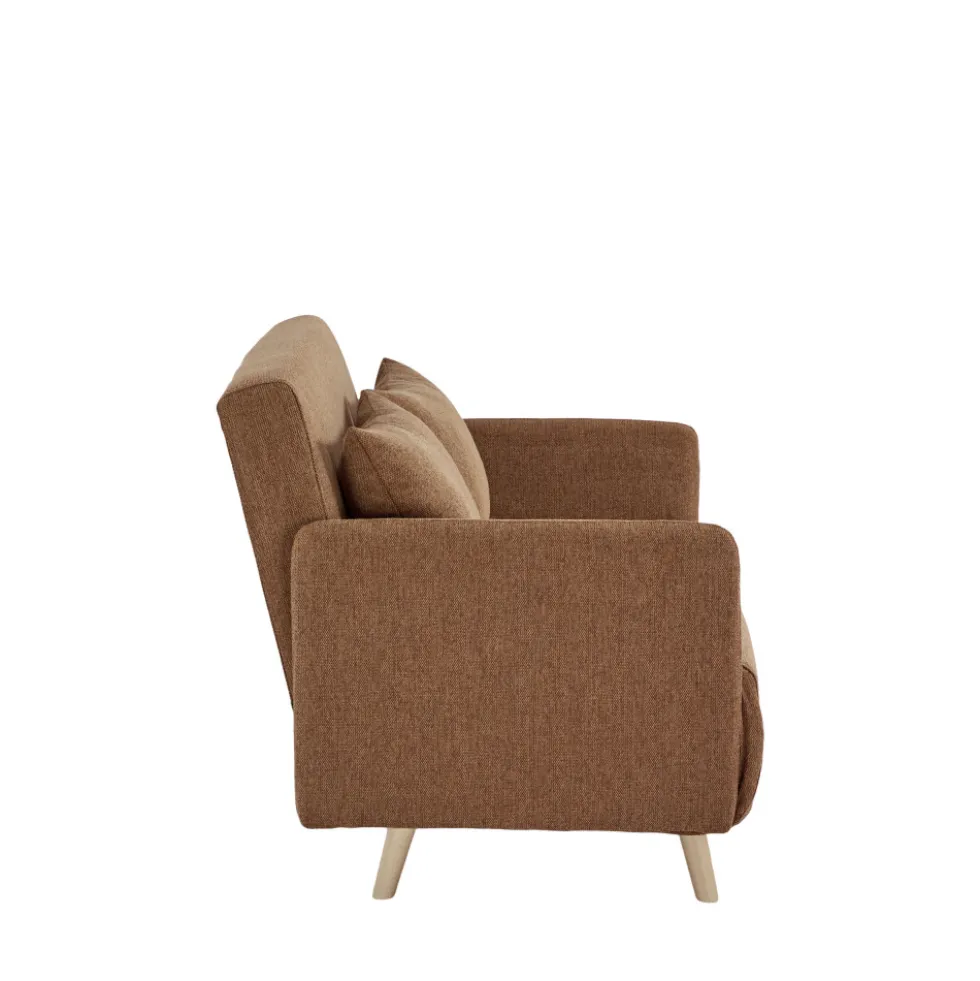 BELUSHI Canapé convertible 2 places en tissu pieds bois clair