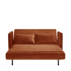 BELUSHI Canapé convertible 2 places en velours pieds bois foncé