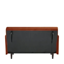 BELUSHI Canapé convertible 2 places en velours pieds bois foncé